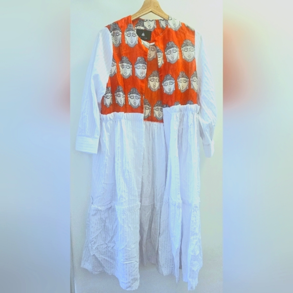 Unique Bohemian Kimono, Rare find, Buda face pattern, Fits S/M